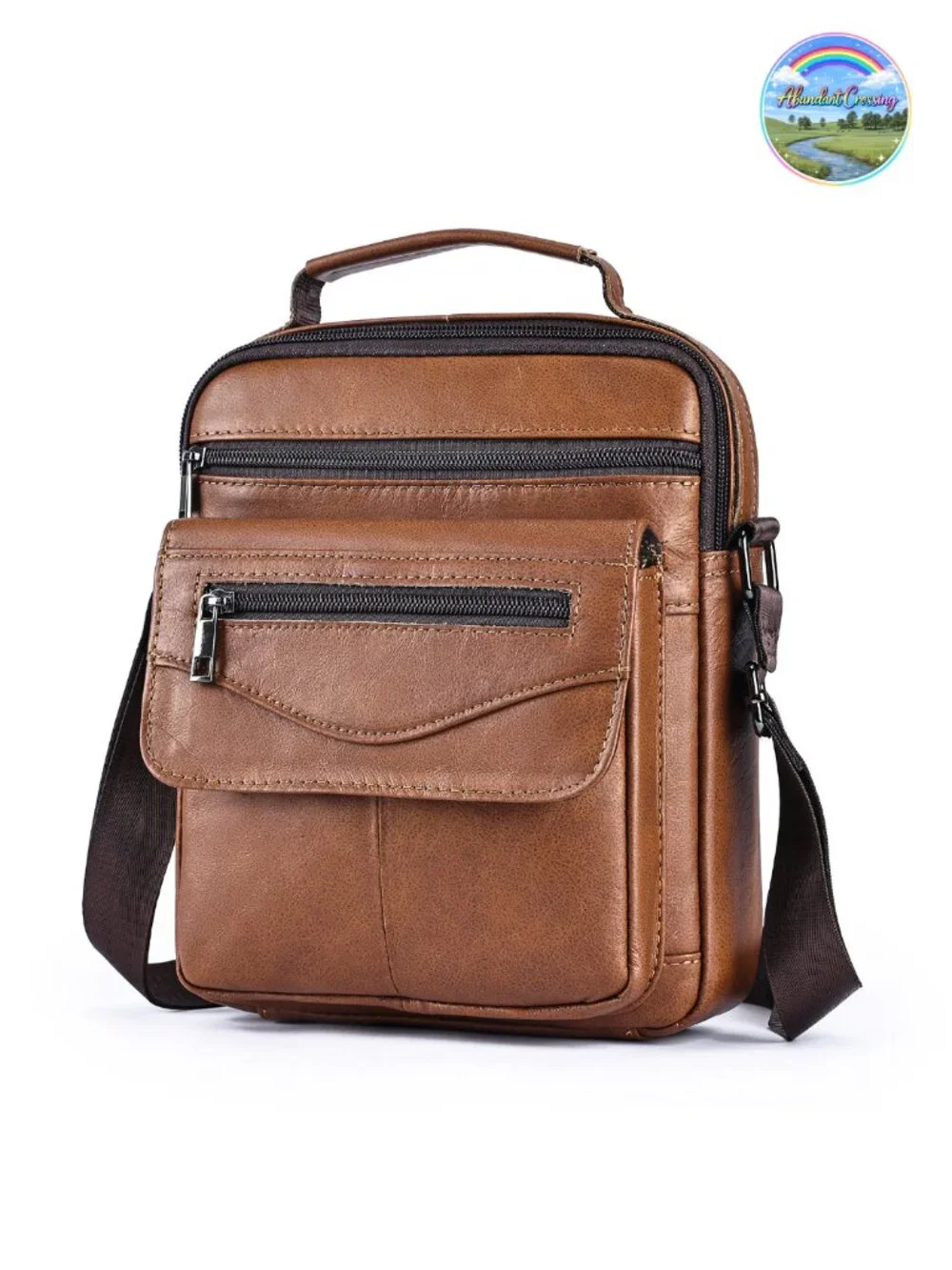 Genuine Leather Men's Crossbody Sling Bag Small Messenger Shoulder Satchel